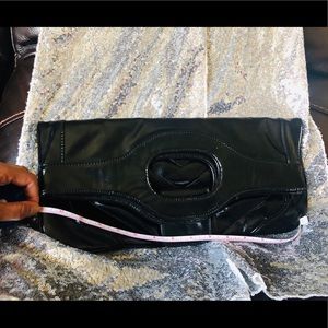 Black patent leather clutch purse gently used
